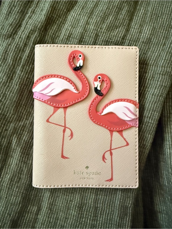 kate spade Accessories - kate spade Passport Holder with Pink Flamingo Applique